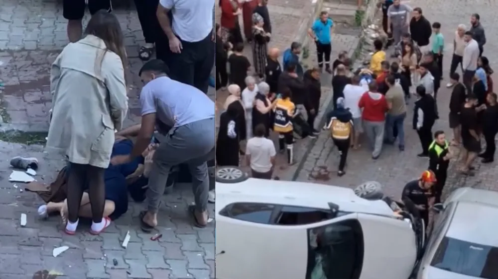 Çocuklarını okula götürürken kaza yaptı; sokak savaş alanına döndü : 2’si çocuk 4 yaralı