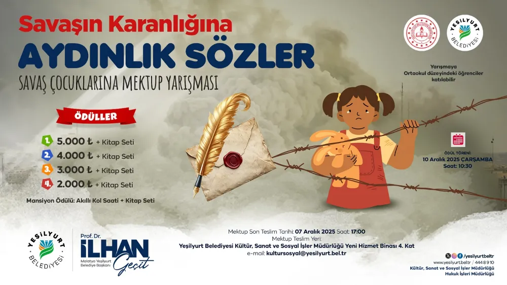 Yeşilyurt’ta ‘Savaşın Karanlığına Aydınlık Sözler’ Temalı Mektup Yarışması Başladı