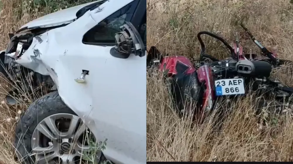 Elazığ’da otomobil ile motosiklet çarpıştı :  3 yaralı