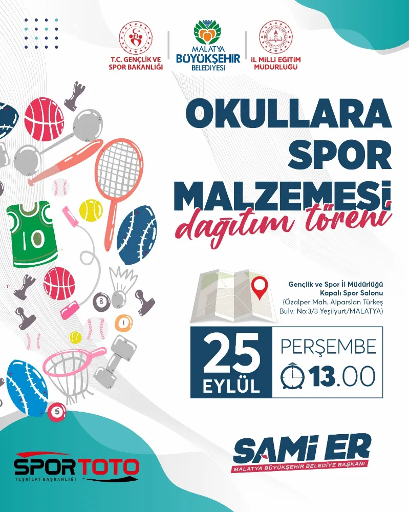 Malatya’da yüzlerce öğrenciye spor malzemesi desteği verilecek